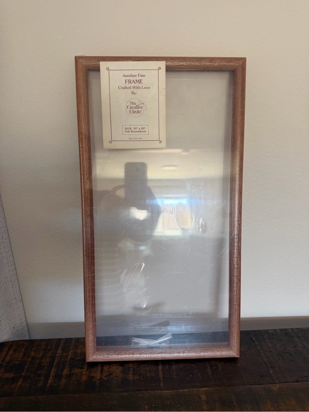 Vintage The Creative Circle #5018 Oak Wood Picture Frame 10x20 NOS 1986 Glass